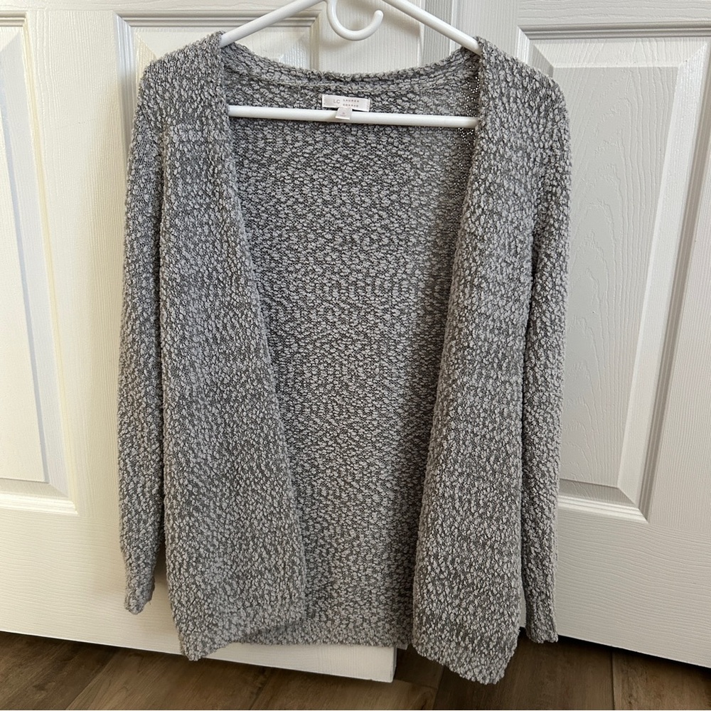 LC Lauren Conrad Textured Gray Cardigan